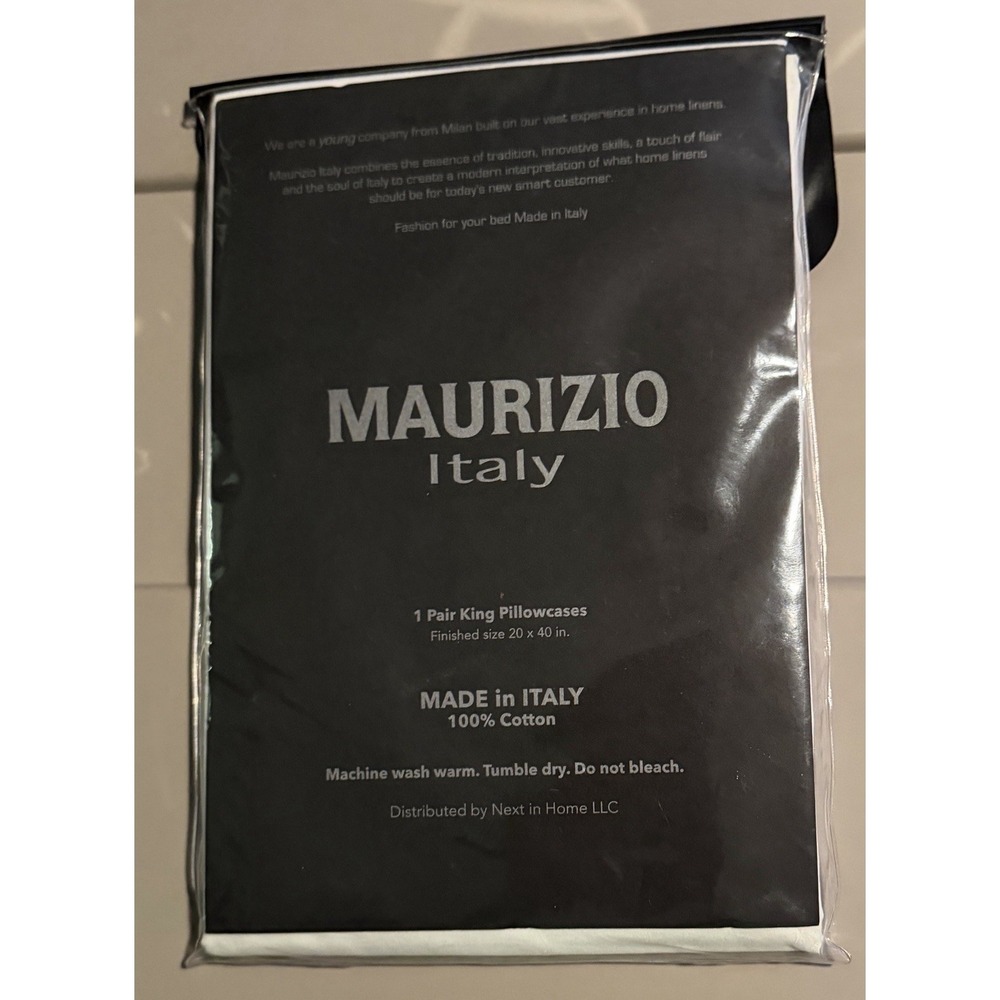 Maurizio Italy White KING Hemstitch Cotton Percale Set of 2  Pillowcases
